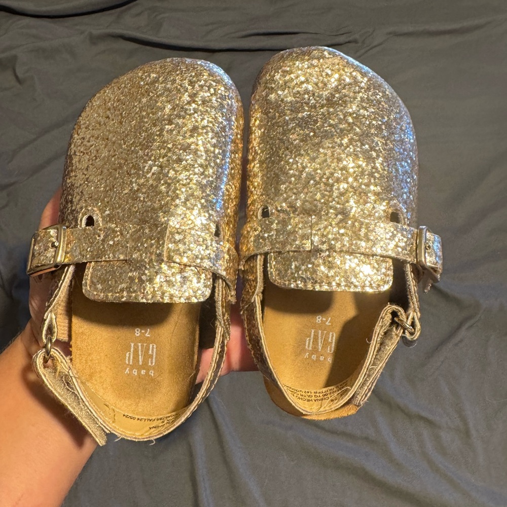 GAP Kids Glittery Gold Slippers